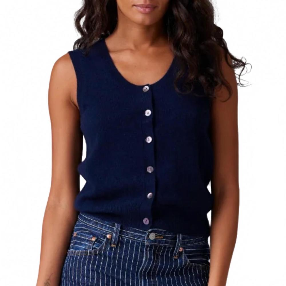 NEW COLORUSH aly button tank top in navy